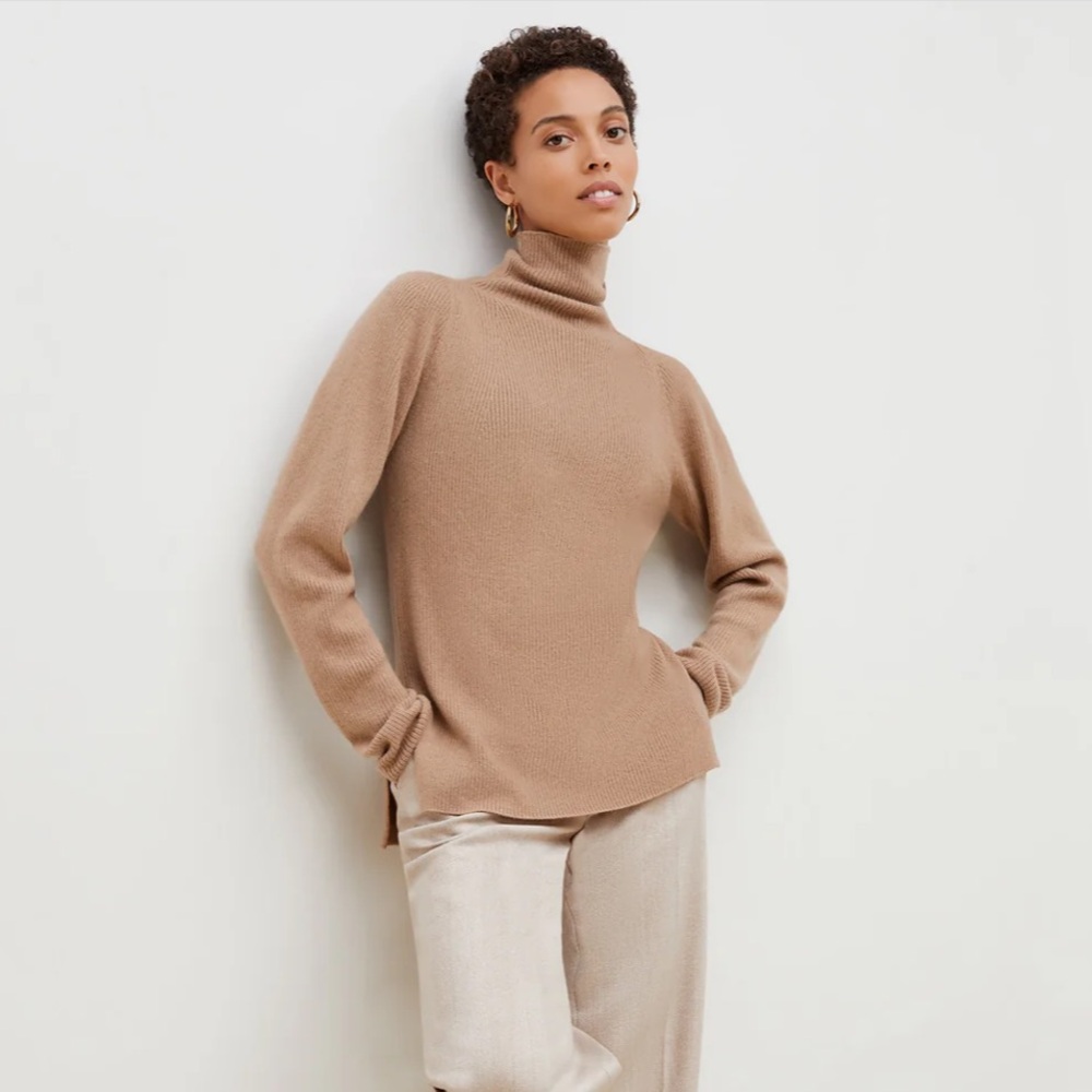 NEW M.M. LaFleur McKenzie Cashmere Sweater in Deep Flax, Size XL